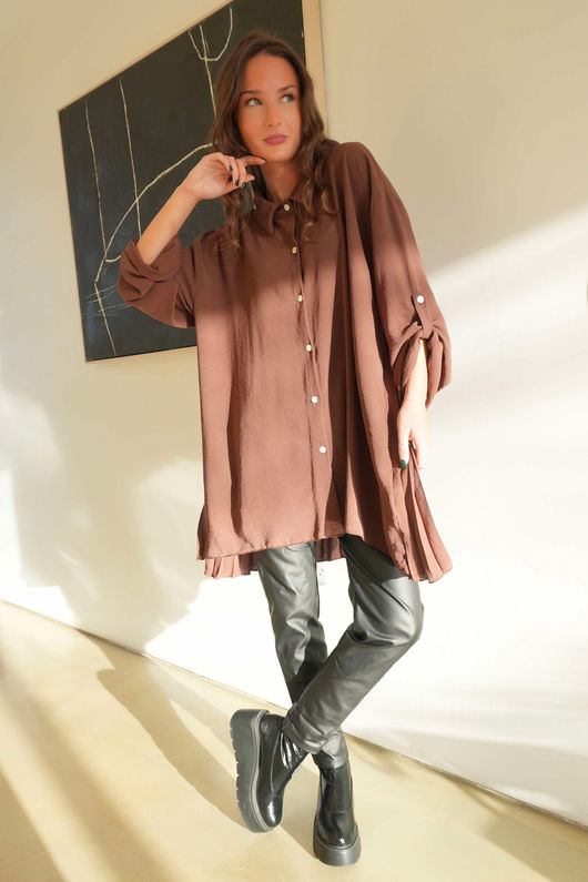 Suki Pleat Back Blouse Chocolate /12=